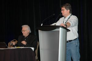 Ben Woolley, right, volunteer interviewee, and Jeff Ansell