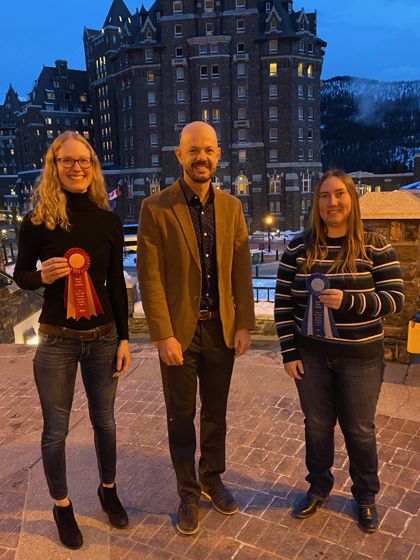 Jessica Vehof (left), Ben Willing, BPS Awards Committee chair, and Tausha Prisnee